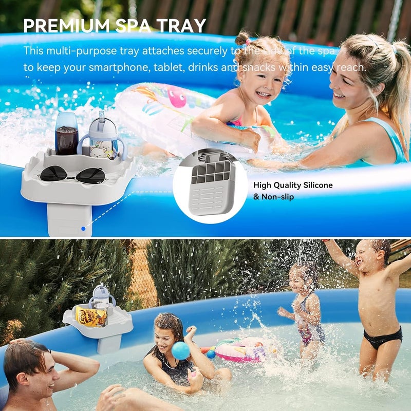 Anivia Hot Tub Table Tray, Adjustable Width 4.3" to 7.7" Hot Tub Accessories for Intex PureSpa, Nonslip Caddy Holds 2 Drinks, Keep Snacks-Drinks Handy and Dry, Fits Outdoor Inflatable Spa/Pool(Beige) - Image 4